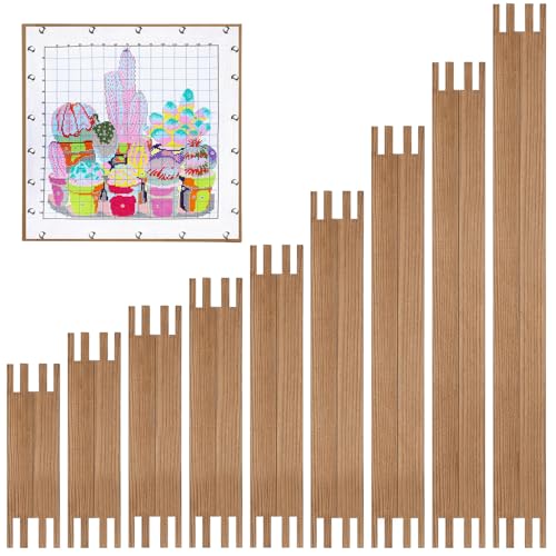 Briwooody 18 Sets 9 Sizes Needlepoint Stretcher Bars Needlepoint Frame Wooden Canvas Stretcher Bars for Embroidery Stitch Frame Accessories Bundle Crafts (Brown) - color: Brown