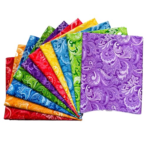 Fat Quarters Quilting Cotton Fabric Bundles for Sewing-10 PCS Paisleys - color: Paisleys