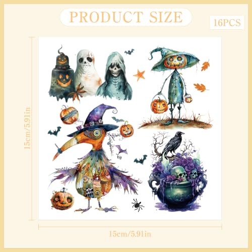16 Pcs Halloween Vintage Rub-On Transfers for Furniture & Crafts - style: Halloween Vintage