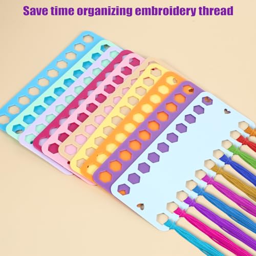10PCS Embroidery Floss Organizer, Needlepoint Embroidery Thread Organizer Cross Stitch Supplies Plastic Sewing Threads Winding Plate Board Card Storage Tool (Mixcolor)