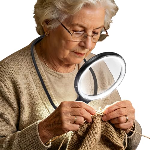 3 in 1 Hands Free Magnifying Glass with Light, Neck Wear Lighted Magnifier