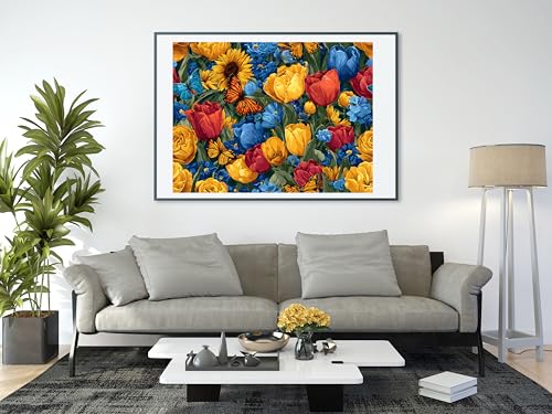 Moohue 14ct Counted Stamped Cross Stitch Kits for Adults Printed Flowers Cross Stitch Patterns Art Crafts Cross Stitch Supplies (Flowers 15) - color: Flowers 15