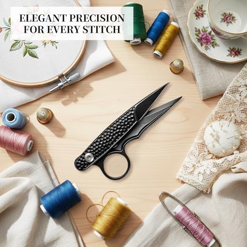 Embroidery Scissors, 4.7 Inch Vintage Sewing Scissors with Cover, Black