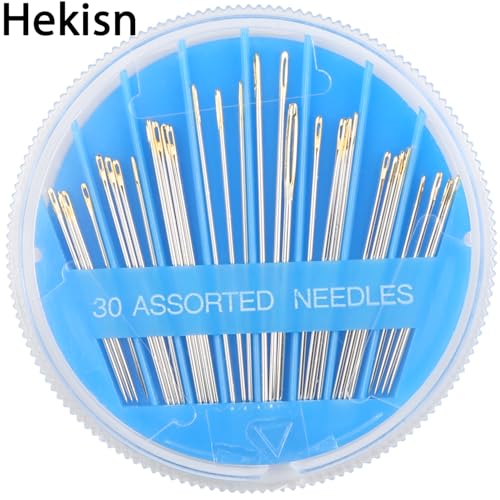 Hekisn 30pcs Premium Hand Sewing Needles, 6 Sizes 30-Count Assorted Sewing Needles, Stitching Needles for Hand Sewing Repair，Sewing Sharp Needles Sewing Repair Embroidery Needles (1, Blue) - style: Blue
