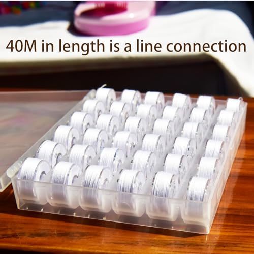 36Pcs Bobbins and Sewing Threads with Plastic Bobbin Case for Multiple Sewing Machine, Pre-Wound Bobbins Set (White) - color: white
