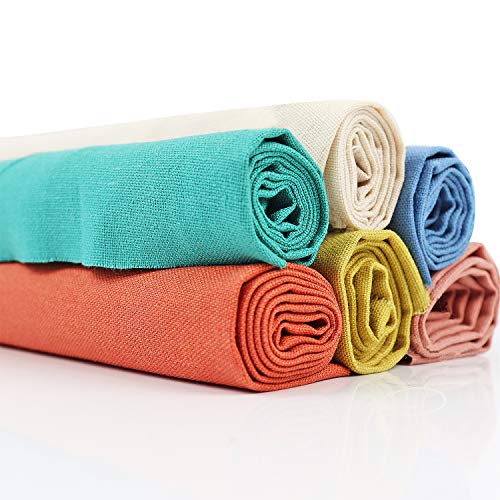 Embroidery Fabric-6 Pcs 6 Solid Colors Linen Needlework Fabric Cross Stitch Cloth for DIY Art Craft Handwork … - size: 19.7*19.7 inch