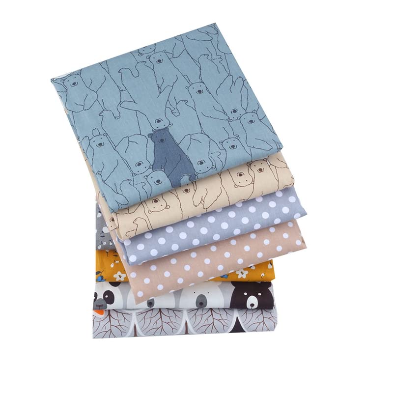 AMORNPHAN ฺFlower And Bear Animals Cartoon Printed 100% Cotton Quilting Bundles Fabric for Patchwork Needlework DIY Handmade Sewing Crafting Precut Face Mask 16x20 Inches Set of 8 Pieces (Bear&Flower) - color: Bear&flower