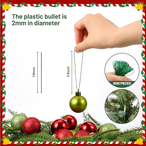 Shappy 1000 Pcs Christmas Ornament Hooks, Green - color: Green