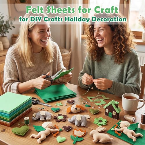 Tegeme 100 Pcs 8 x 12 Inches Felt Sheet for Craft Thin, Green Series - color: Green Series