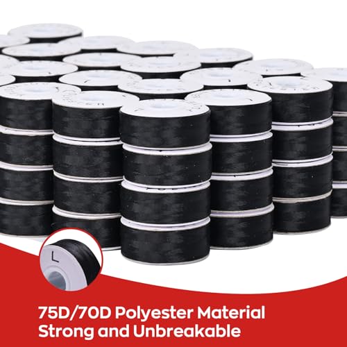 Poolin Size L (SA155) 70D/2 (60WT) Black Cardboard-Sided Prewound Bobbins - color: Black 70D 144PCS