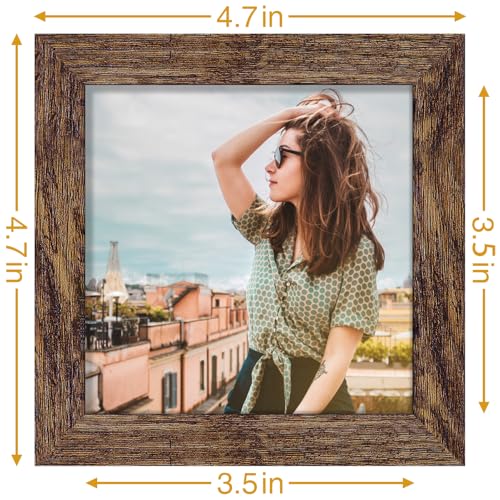 Vittanly 4x4 Picture Frame for Wall or Tabletop, Rustic Brown - color: Rustic Brown, size: 4x4