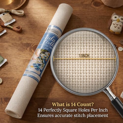 16 Count Aida Cloth Cross Stitch Fabric, 14Ct Embroidery Oatmeal Supplies
