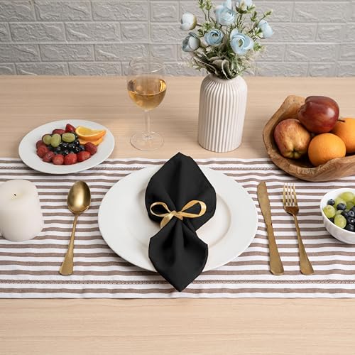 Blue Needles Solid Cloth Napkins 100% Cotton Set of 6-18 x 18 Inches - color: Black, size: 18" x 18" (Set of 6)
