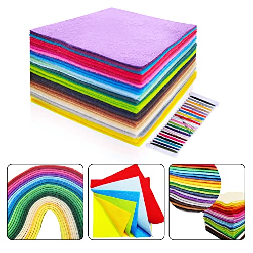Jtnohx Soft Felt Fabric Felt Sheets for Crafts 40 Colors Assorted 6"x6" - size: 6 x 6 inches