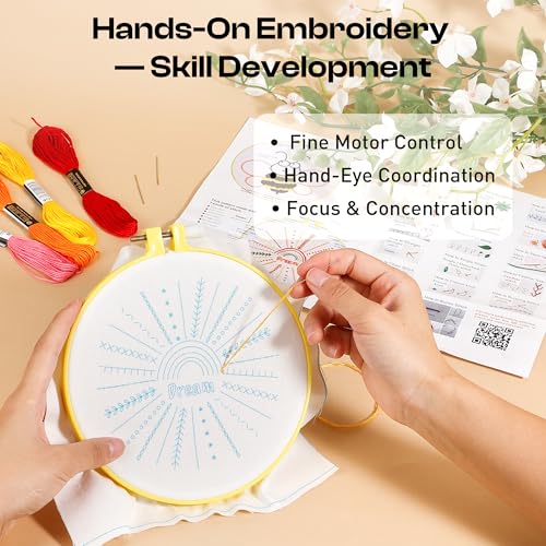 Pllieay 6PCS Embroidery Kit for Beginners, Needlepoint Kits for Beginners - style: Flowers
