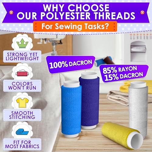 Sewing Thread Set, 39 Colors, 140 Yards Per Spool, Case Included - color: Multicolor