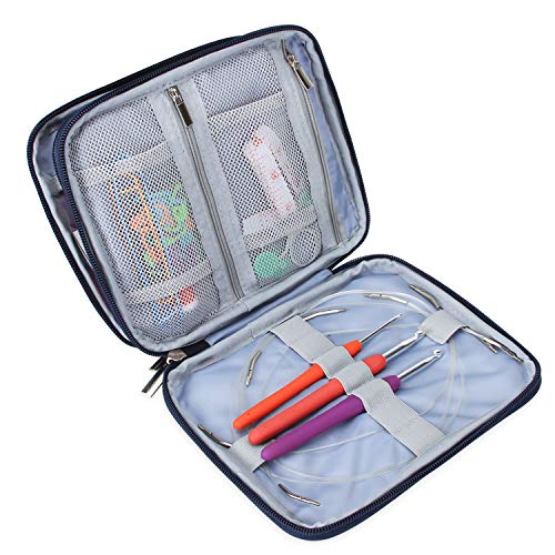 Teamoy Crochet Hook Organizer Case, Empty Crochet Hook Holder, Cats Blue - color: Cats Blue