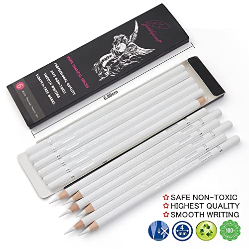 GETHPEN White Charcoal Pencils Set, Sketch High-light Pencils, 6 Pieces - color: White, size: 6 Count (Pack of 1)