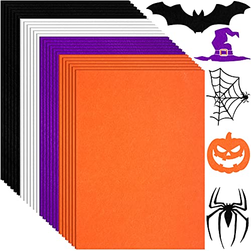 Tegeme 24 Pcs Halloween Felt Fabric Sheets Orange for Crafts Sewing DIY