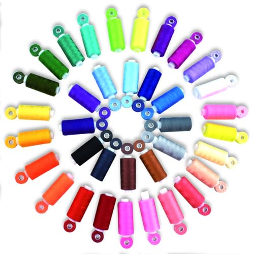 72Pcs Bobbins Sewing Threads Kit, 36 Colors Spools 360Yards per Polyester Thread, 36 Colors Prewound Bobbin with Case for Hand Machine Sewing