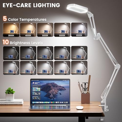 10X Rectangle Magnifying Lamp, Large Magnifying Light with 5 Color Modes - color: White