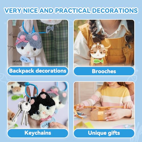 Punch Needle kit Adults for Beginners-4,Embroidery kit for Beginners, Includes All Tools and Materials,Easy to Follow Instructions and Videos-Cat Family - color: Cat Family