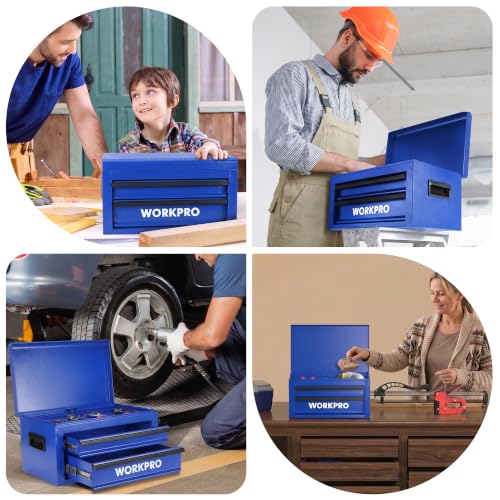 WORKPRO 15＂ Heavy Duty Metal Toolbox with 2 drawer-Blue - color: Blue, size: 15 Inch