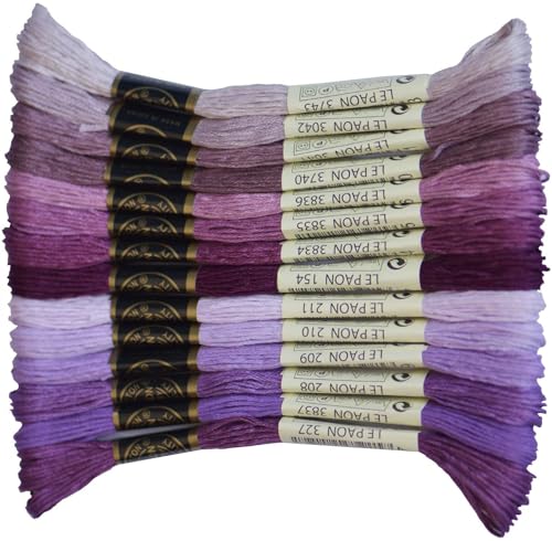 Embroidery Floss - Cross Stitch Threads - Friendship Bracelets Floss - Crafts Floss - 14 Skeins Per Pack Embroidery Floss, Dark Violet Gradient - color: Drk Violet Gradient