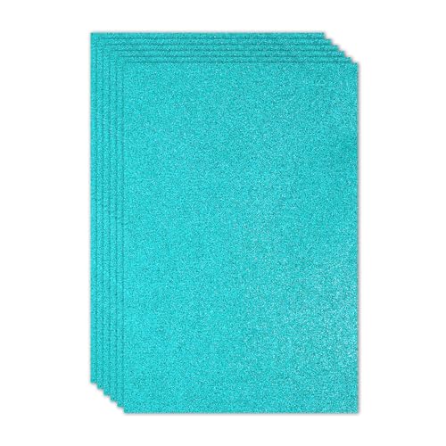 PATIKIL 2mm(1/10") Thick Non Adhesive Glitter Foam Sheet 16x24inch(40x60cm) Blue Green, EVA Shiny Foam Board for Craft, 6 Pcs - color: Blue Green