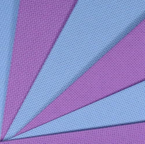 KCS 6 pc of 12" x 18"(30cmx45cm) 14CT Counted Cotton Aida Cloth Cross Stitch Fabric (Lavender+Light Blue) - color: Lavender+light Blue
