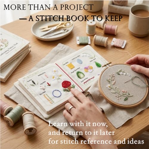 TenDawn Embroidery Stitch Book Kit for Beginners, 32 Essential Stitches - color: Basic & Intermediate Kit