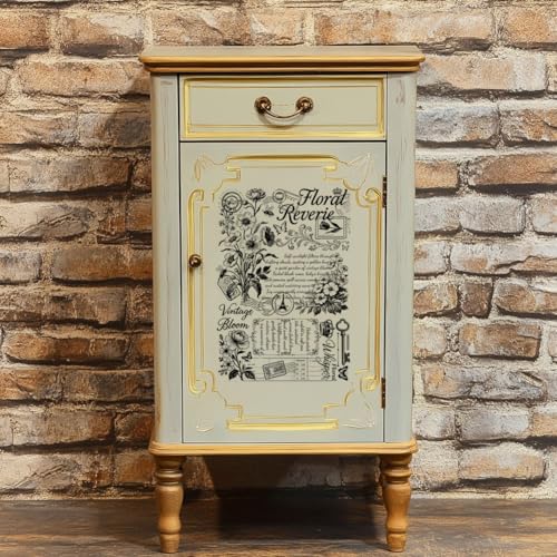 Peacoblue Black Text Vintage Flowers Rub On Transfers for Furniture 6"x12" - style: Black Text Vintage Flowers