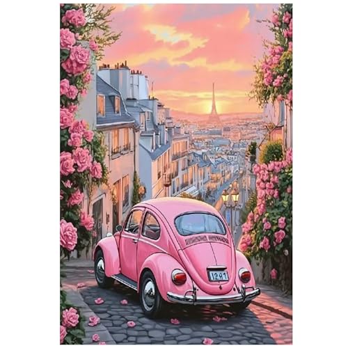 KUFWKEY Paris Scenery Diamond Art Kits for Adults, Car Diamond Painting Kit,Full Round DIY Diamond Mosaic Kits,Landscape Diamond Art Painting,Diamond dots,12x16 inch - color: SH7190