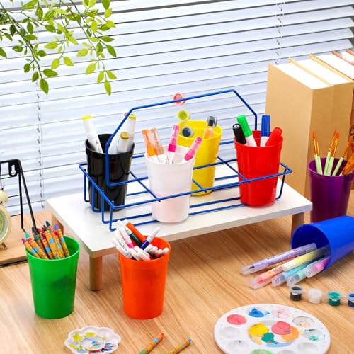 Teenyyou 1 Set Crayon Organizer for Classroom, Marker Caddy and Stand, Blue