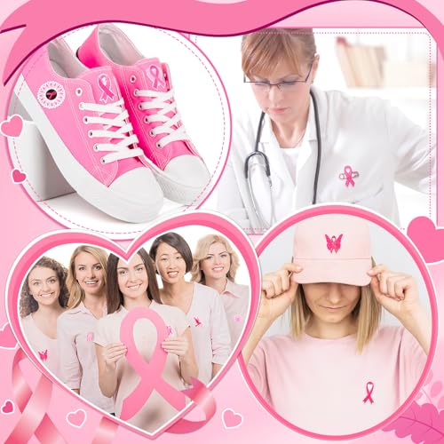 AUGSUN 36Pcs Breast Cancer Awareness Iron on Patches Pink Ribbon Applique - style: Breast Cancer Awareness