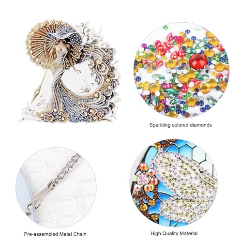 JISHSHAY Diamond Painting Pendant Beautiful Woman Diamond Art Hanging Ornament Gem Art Window Hanging Gem Painting Wind Chimes Mosaic Kits for Adults Windchimes Embroidery Sun Catchers Window Hangers - color: Beautiful Woman 2