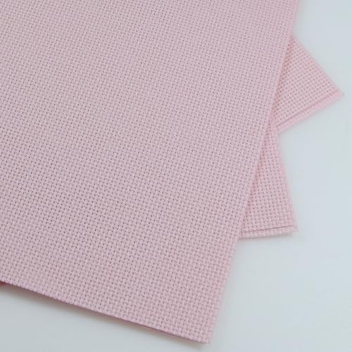 KCS 3 pc of 12" x 18"(30cmx45cm) Counted Cotton Aida Cloth Cross Stitch Fabric (Pink,14CT) - color: Pink, size: 14CT