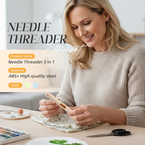Runsgo The Set Includes 1* 3 In 1 Automatic Needle Threaders Seam Ripper With Needle Storage And 2 Needles,1* 2 In 1 Needle Threaders Seam Ripper,18*Needles (67Mm*3, 60Mm*3, 50Mm*3, 46Mm*9) (Yellow)