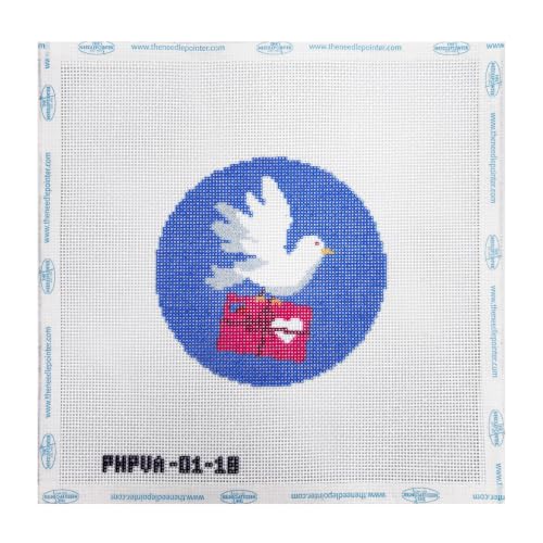 Howie's Needlepoint Needlepoint Kits for Adults & Beginners, 18 Mesh Printed Needlepoint Canvas, Stamped Patterns Canvas Starter Kits(Valentine's - Blue Pigeon,4"x 4") - color: Valentine's - Blue Pigeon