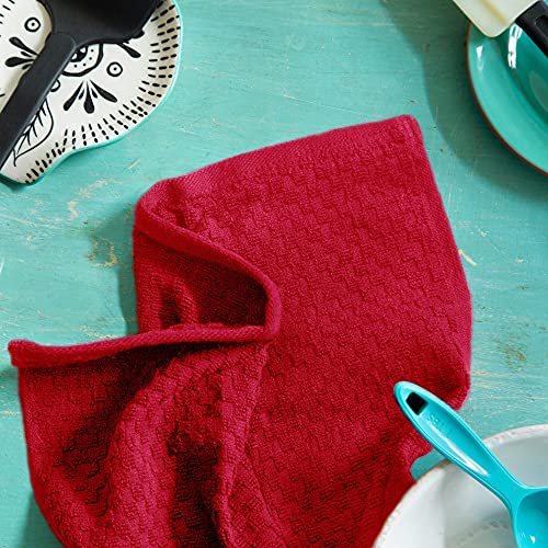 COTTON CRAFT Amazing Kitchen Towels - 8 Pack 100% Cotton Waffle Terry Towel - color: Red, size: 8 Pack