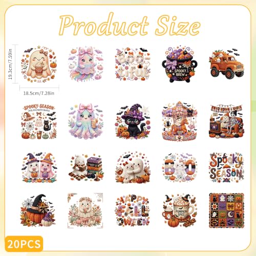 20 Pcs Halloween Iron on Transfers for T Shirts - color: Faux Yarn Halloween