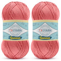 TROYARN Summer (2- Skeins Pack) Silk Effect Hand Knitting Yarn Crochet Art Lace Craft 100% Microfiber Acrylic 2x100 gr (2x383 yds) (105619 - Alstromeria) - color: 105619 - Alstromeria, size: 2 Skein