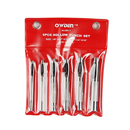 OWDEN 6 Pcs Leather Hollow Hole Punch Set with a Cutting Mat(1/8"-5/16") - size: 6 Pieces