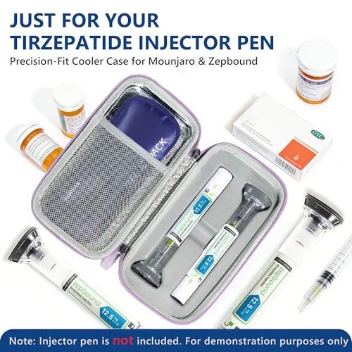 Medineed Custom-Fit Travel Case for 2 Zepbound Pen, TSA Approved - color: Purple-Big