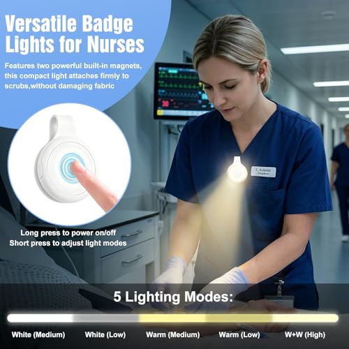 Rechargeable Nurse Lights Clip On for Night Shift, Badge Light - color: O-White