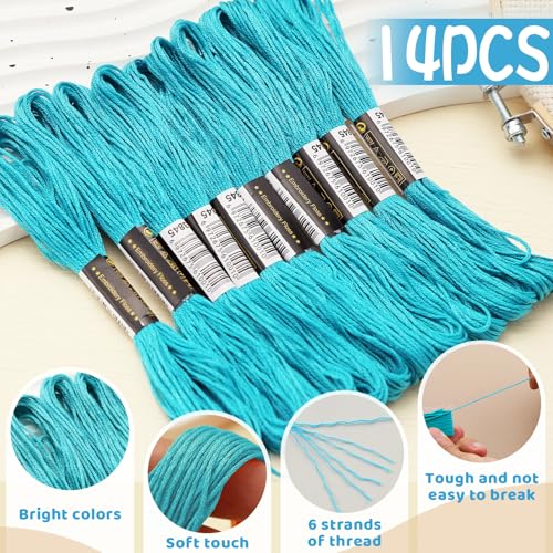 14 Skeins Sky-Blue Embroidery Floss, Cotton Embroidery Thread - color: Sky-Blue