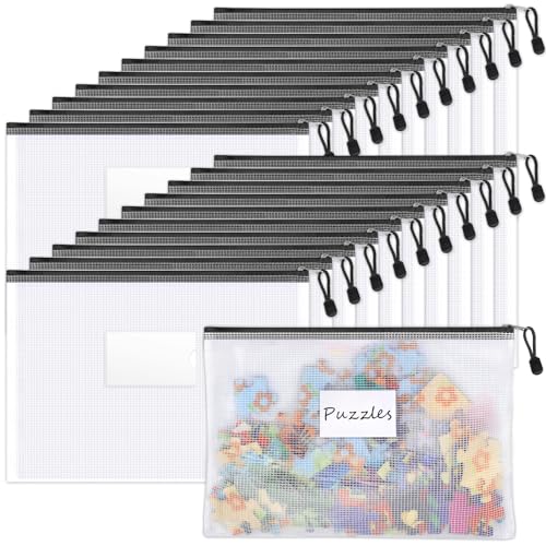 Sooez 20 Pack Mesh Zipper Pouch Bags, A4 Letter Size, Classroom Zipper Bags - style: 20 Pack (All Black)