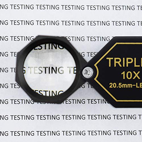 10x Magnifier Jewelry Loupe 20.5mm Triplet Lens Optical Glass Pocket Gem Magnifying Tool for Jeweler, Stamp Philatelist, Coin Numismatic, Achromatic Black Hexagonal Design Kit Set