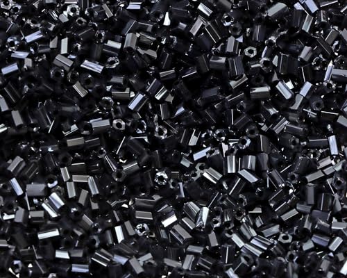 Glass Bugle Tube Mini Seed Beads 1400Pcs/30g 2 * 3mm Small Craft Loose Spacer Beads for DIY Bracelets Necklace Earring Jewelry Making (Black) - color: Black