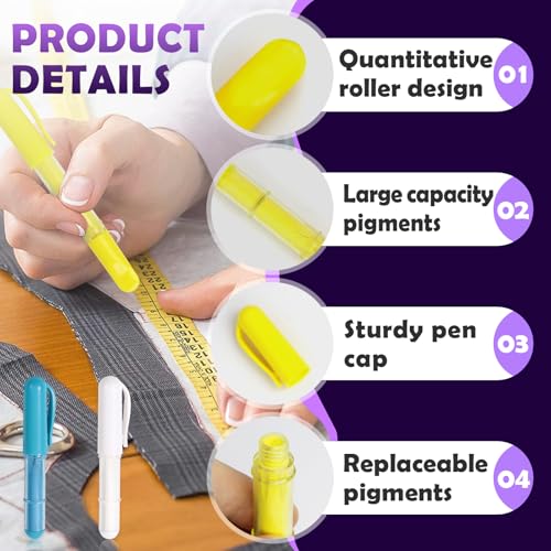2PCS Sewing Chalk for Fabric, Wipeable and Washable Fabric Chalk for Sewing, Tailors Chalk for Fabric Etailed Marking on Fabrics, Cottons, Leathers - Blue, White - color: White & Blue
